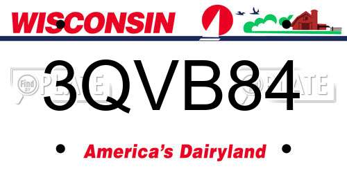3QVB84 Wisconsin License Plate