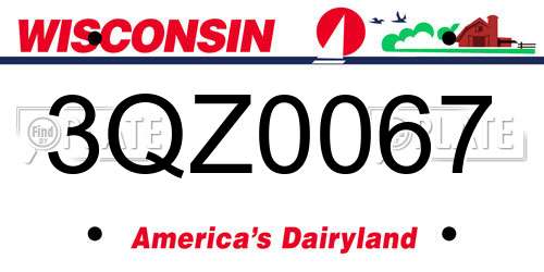 3QZ0067 Wisconsin License Plate