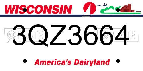 3QZ3664 Wisconsin License Plate