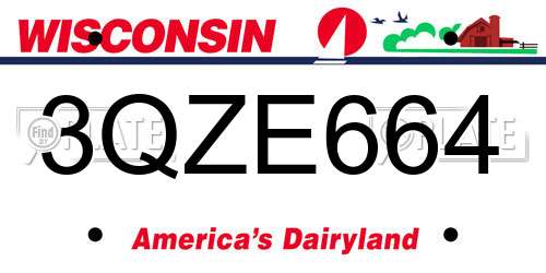 3QZE664 Wisconsin License Plate