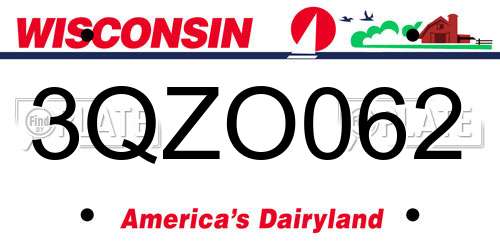 3QZO062 Wisconsin License Plate