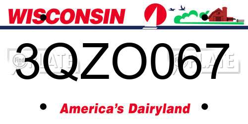 3QZO067 Wisconsin License Plate