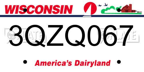 3QZQ067 Wisconsin License Plate