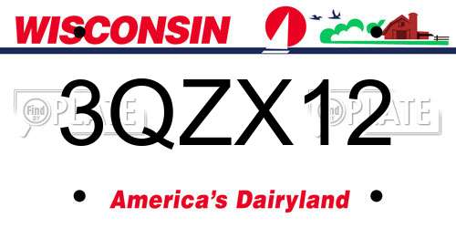 3QZX12 Wisconsin License Plate