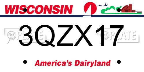 3QZX17 Wisconsin License Plate