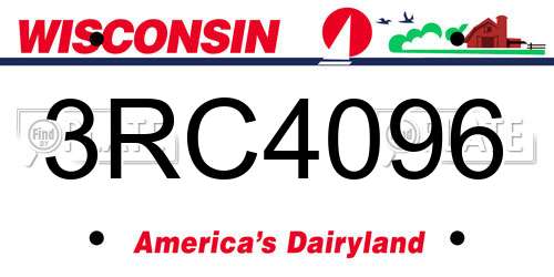 3RC4096 Wisconsin License Plate