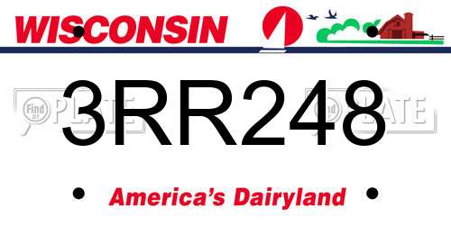 3RR248 Wisconsin License Plate