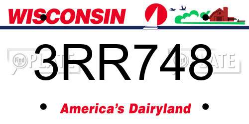 3RR748 Wisconsin License Plate