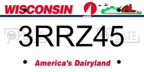 3RRZ45 Wisconsin License Plate