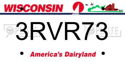 3RVR73 Wisconsin License Plate