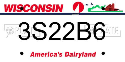 3S22B6 Wisconsin License Plate