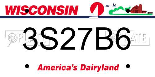 3S27B6 Wisconsin License Plate