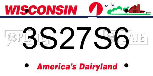 3S27S6 Wisconsin License Plate