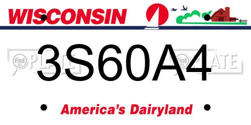 3S60A4 Wisconsin License Plate