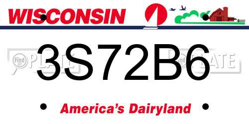 3S72B6 Wisconsin License Plate