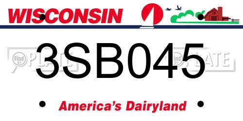 3SB045 Wisconsin License Plate