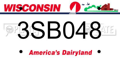 3SB048 Wisconsin License Plate