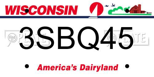 3SBQ45 Wisconsin License Plate