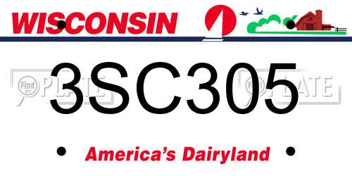 3SC305 Wisconsin License Plate