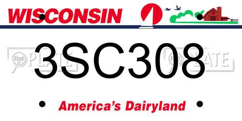 3SC308 Wisconsin License Plate