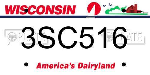 3SC516 Wisconsin License Plate