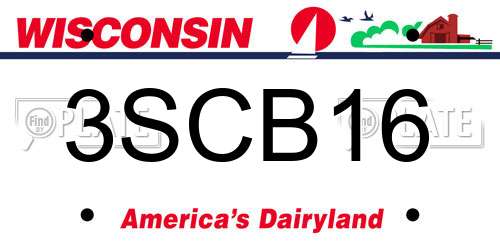 3SCB16 Wisconsin License Plate