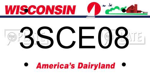 3SCE08 Wisconsin License Plate