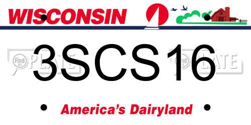 3SCS16 Wisconsin License Plate