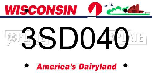 3SD040 Wisconsin License Plate