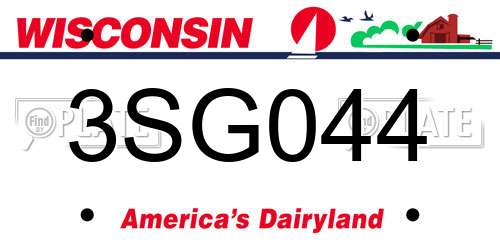 3SG044 Wisconsin License Plate