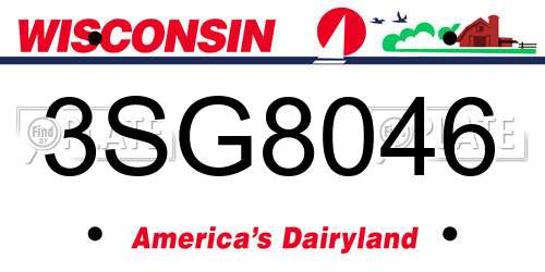 3SG8046 Wisconsin License Plate