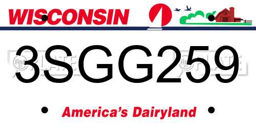 3SGG259 Wisconsin License Plate