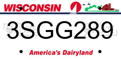 3SGG289 Wisconsin License Plate