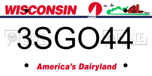 3SGO44 Wisconsin License Plate