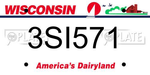 3SI571 Wisconsin License Plate