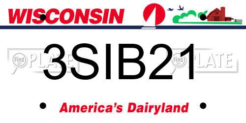 3SIB21 Wisconsin License Plate