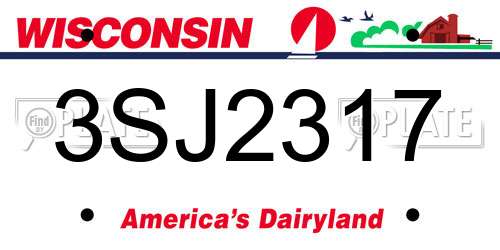 3SJ2317 Wisconsin License Plate