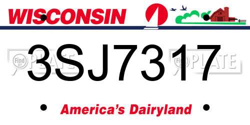 3SJ7317 Wisconsin License Plate