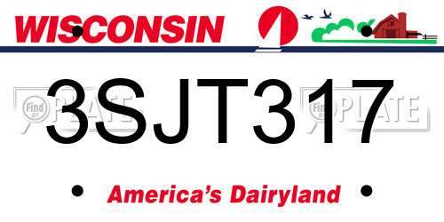3SJT317 Wisconsin License Plate