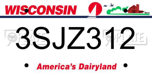 3SJZ312 Wisconsin License Plate