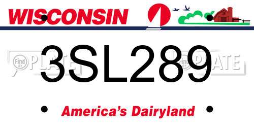 3SL289 Wisconsin License Plate