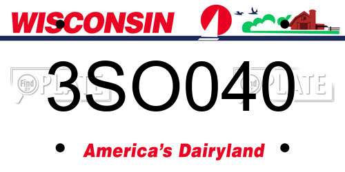 3SO040 Wisconsin License Plate