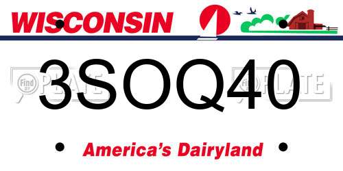 3SOQ40 Wisconsin License Plate