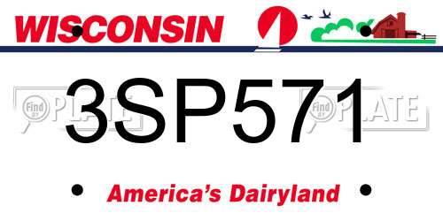 3SP571 Wisconsin License Plate