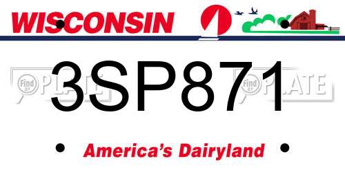 3SP871 Wisconsin License Plate