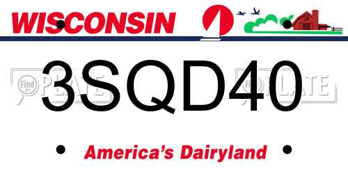 3SQD40 Wisconsin License Plate