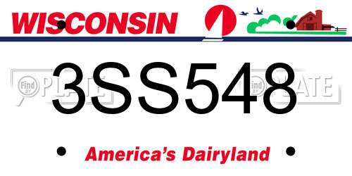 3SS548 Wisconsin License Plate