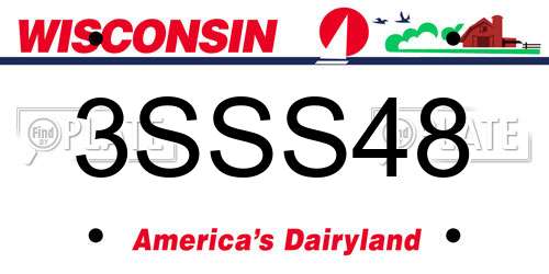 3SSS48 Wisconsin License Plate