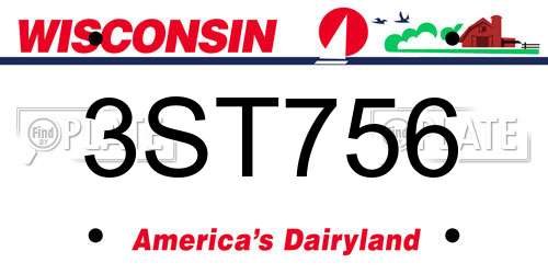 3ST756 Wisconsin License Plate
