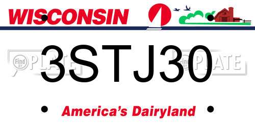 3STJ30 Wisconsin License Plate